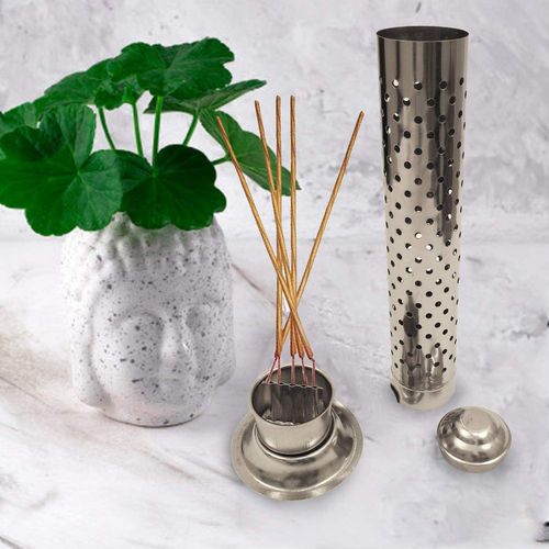 Stainless Steel Incense Holder for Incense Stick Tower Shaped Incense Ash Catcher Indoor Outdoor Use Steel Agar batti Stand Incense Burner Holder for Positive