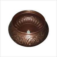 Copper Matka Wash Basin - 20 Inch Round, 8 Inch Height | Polished Embossed Finish, Countertop Style