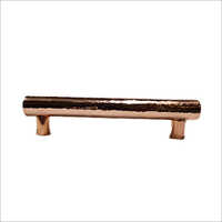 Copper Door Handle - Round Bar Design With Pipe Connecting Detail, Satin Copper Finish Ideal For Home And Office Use
