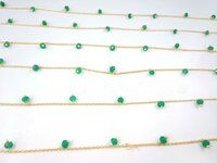 Green Onyx Rosary Chain Gold Plating Size 3mm Wire Wrapped Gemstone Jewelry Onxy Bead Rosary Chain