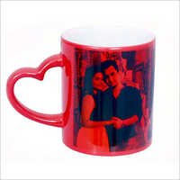 Sublimation Heart Handle Magic Mug - Ceramic, Different Sizes, Red | Customizable Logo, Round Shape, Ideal For Gifting