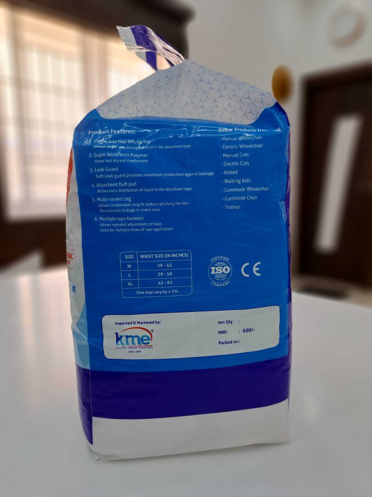 ADULT DIAPERS- MEDIUM / LARGE / EXTRA LARGE