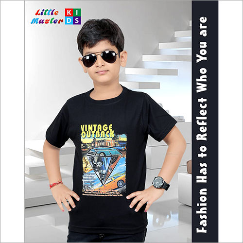 Different Available Boys Black Cotton T-shirt