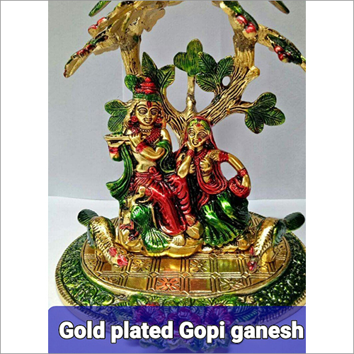 Gold Plated Krishna Radha Statue