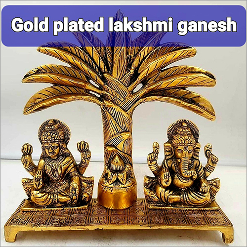 Gold Plated Lakshmi Ganesh Statue