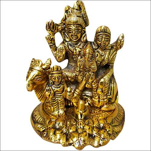 Golden Gold Plated Lord Shankar Family