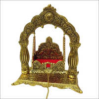 Gold Plated Lord Krishna Swing - Metal, Polished Finish, Golden Color | Durable, Eco-friendly, Artificial Style