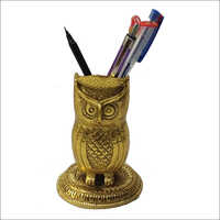 Golden Gold Plated Owl Gold Plated Pen Stand
