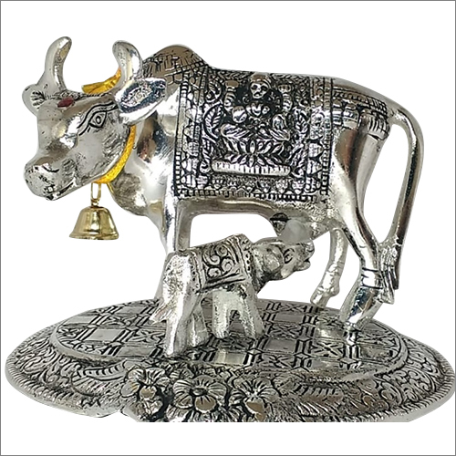 Silver Plated Cow Statue