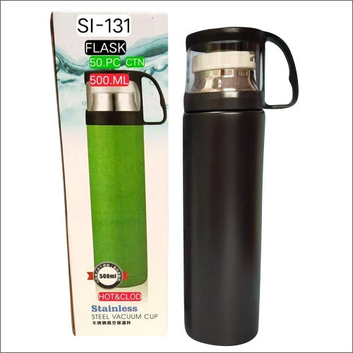 Black 500ml Flask Bottle With Cup