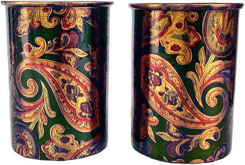Traditional High Quality Copper Printed Glass - Copper Material, Round Shape, Printed Surface Finish | Includes Care Tips for Longevity and Maintenance
