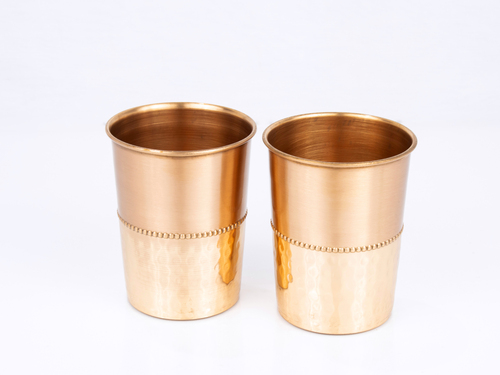 COPPER HALF HAMMERD GLASS SET OF 2