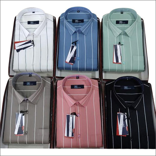 Washable Mens Cotton Striped Shirt