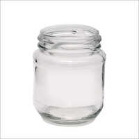 Coffee Jar - 200 Gm Capacity, Reusable Glass Material | Round Shape, Screw Type, Transparent Color, Plain Pattern