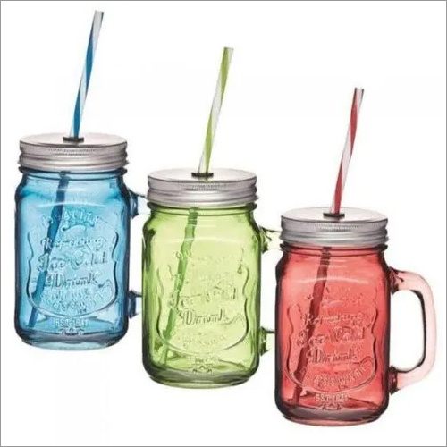 Mason Jars With Straw - Color: Transparent