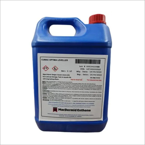 Cumac Optima Leveller - Liquid Electroplating Chemicals, 5 Litre Plastic Can, Blue Color, 99% Purity, Standard Reagent Grade, Ideal for Industrial Use