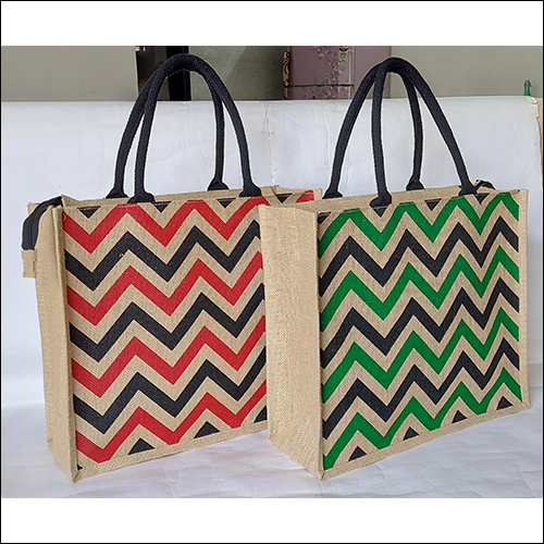 Wave Design Jute Bag