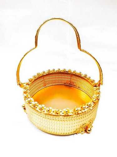 Brass Fruit Basket - Brass Material Open Airy Design | Graceful Minimalism with Vegan Handle for Fruit Protection