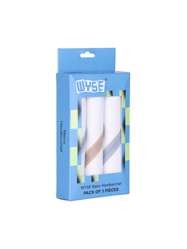 White 3 Piece Pack Mens Handkerchief