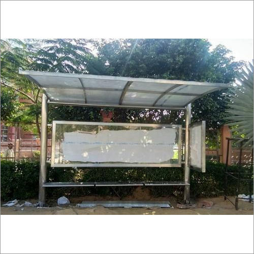 Silver Stainless Steel Bus Outdoor Shelter