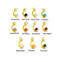 Tiny Gemstone Crescent Moon Charms Moons Star Style Gold Plated Pendant For Making Necklace and Earring