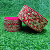 Velvet Border Lace - Printed Fabric, Red Color | Elegant Dupatta Border Embroidery Lace For Weddings And Special Occasions