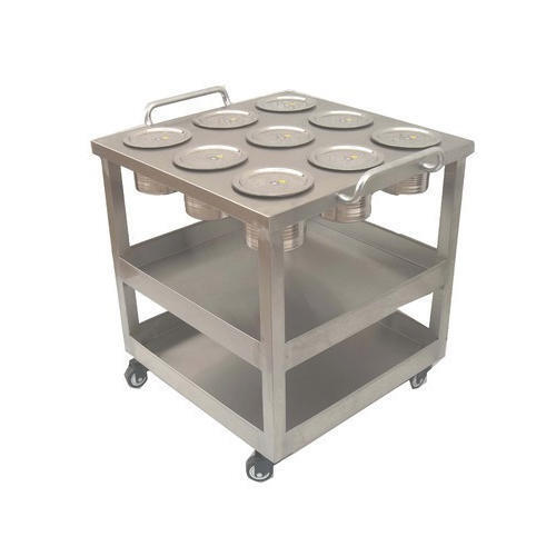 Masala Trolley - Stainless Steel, 1 Year Warranty | Ideal for Restaurant, Hotel, Canteen, Hospital