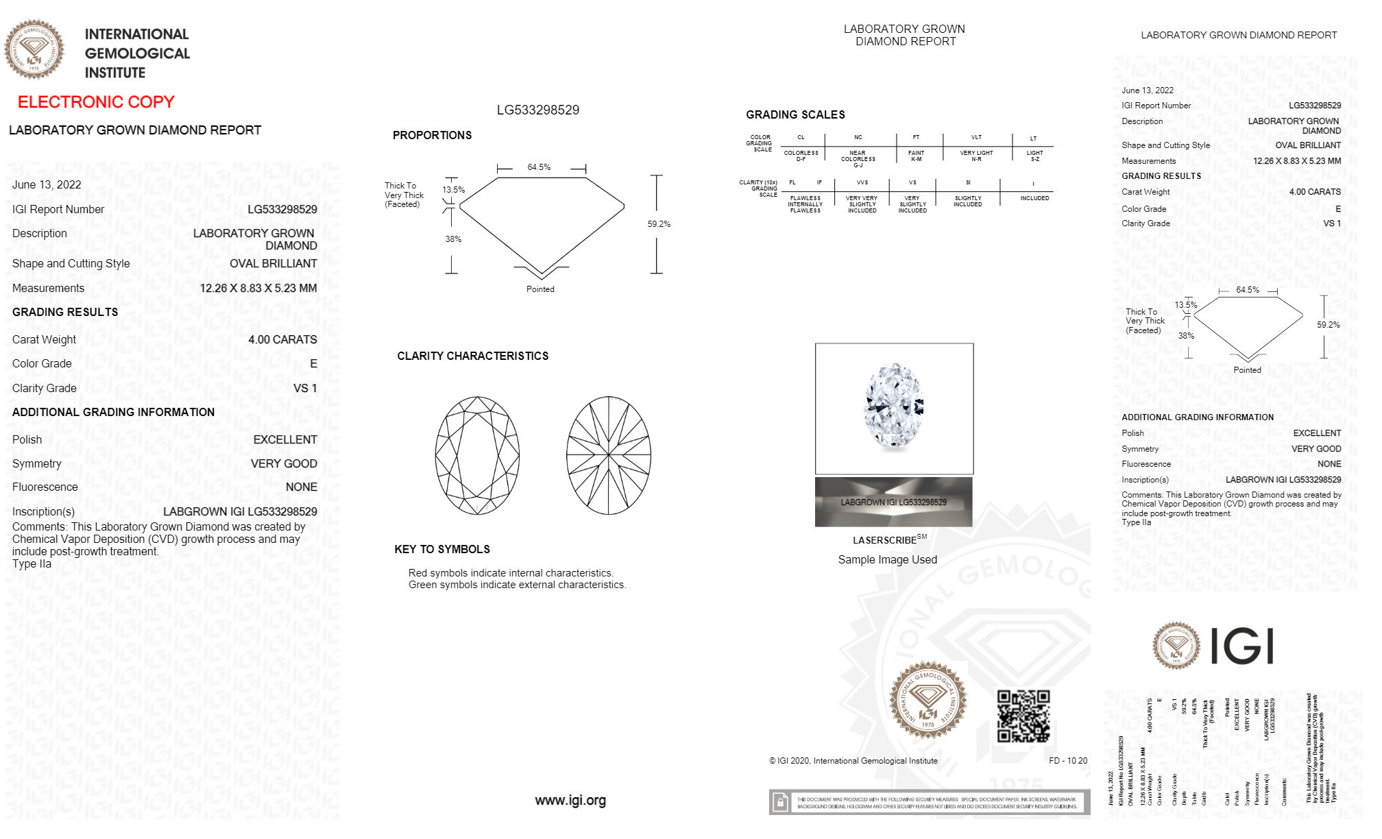 Oval 4ct E VS1 Certified CVD Lab Grown Diamond 533298529 D97