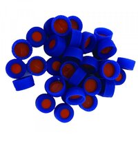 लाल पीटीएफ प्रेस्लिट सेप्टा के साथ प्लास्टिक ब्लू स्क्रू कैप