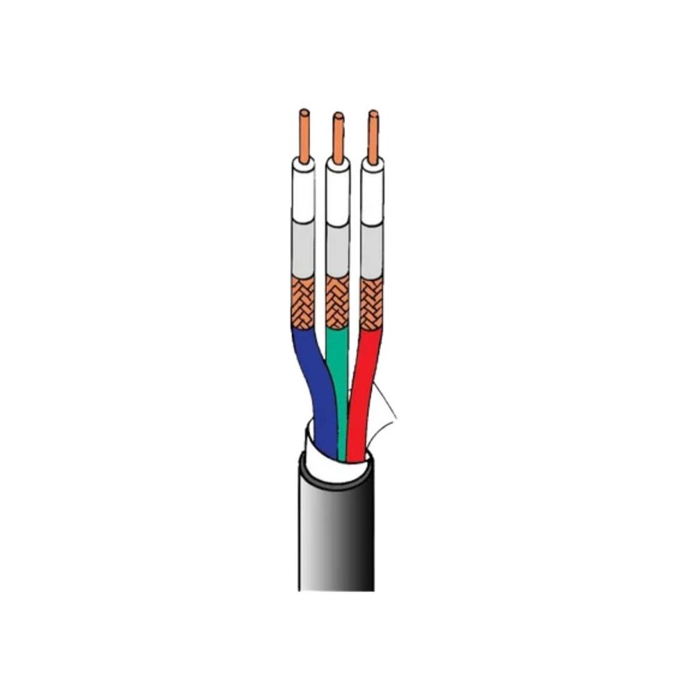 BELDEN 7710A - Digital Coax Snake Cable, Riser-CMR 3-RG6 18 AWG Solid Bare Copper Conductors, Foam HDPE Core, Duofoil +95% Tinned Copper Braid, PVC Jacket