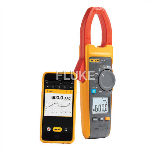 Fluke 374 FC Clamp Meter - Plastic Build, Available in Various Sizes, Yellow Color - True-RMS Digital Display, Designed for Industrial Use