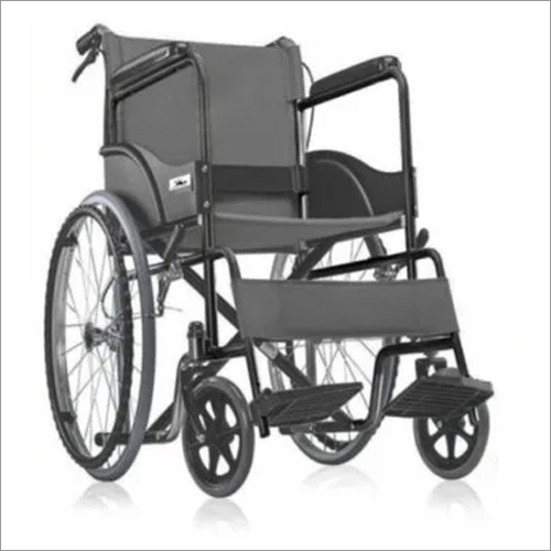 Basic Wheelchair Powder Coated Black With Dual Brakes System Front Wheel Diameter: 66.5X 30X 88 Cms  Centimeter (Cm)