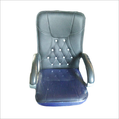 Machine Made Grey And Blue Leather Chair