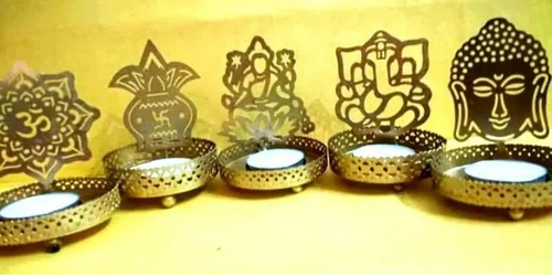 Golden Brass Diwali Gift Items Tea Light Holder