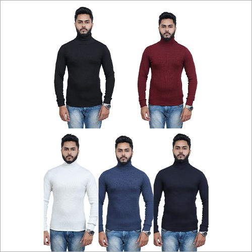 Multicolor Men Turtle Neck T Shirt