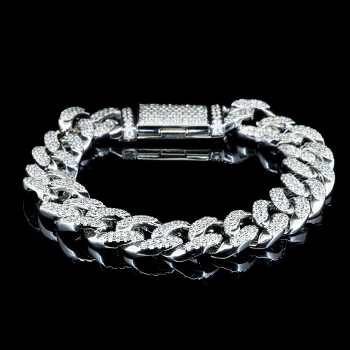 White Diamond Round Cuban Tennis Bracelet