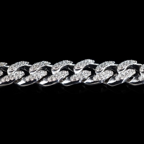 White Diamond Round Cuban Tennis Bracelet