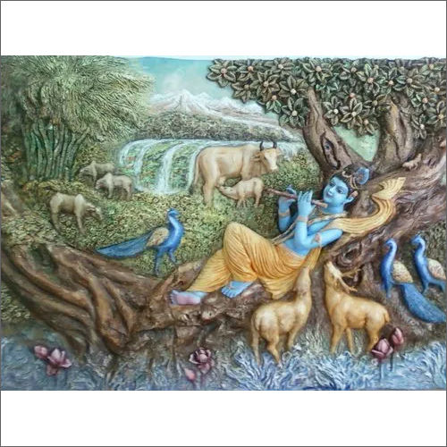 Multicolor Krishna Wall Fiber Wall Mural