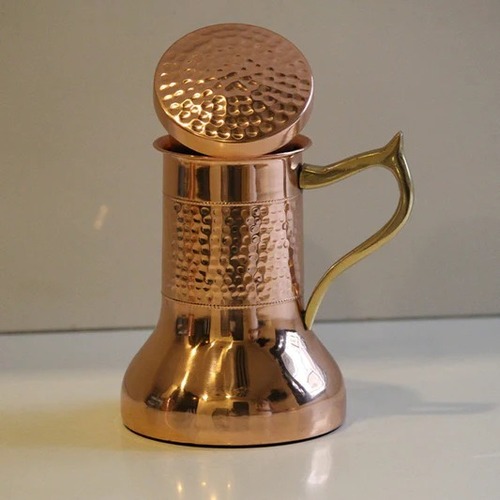 MODERN TRADITIONAL COPPER CENTRE HAMMERED MUG - Copper & Brass Material, Round Shape, Golden Color | Icy Cold Drinks with Stunning Hammered Finish