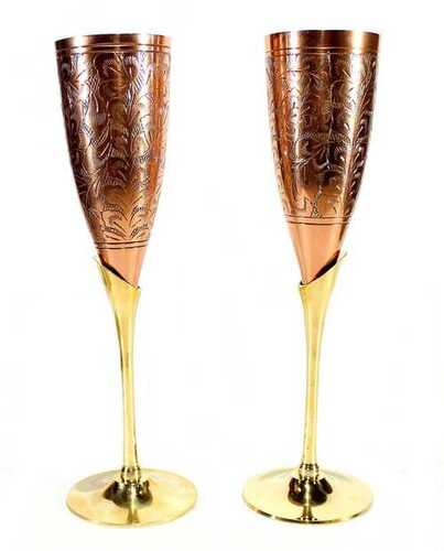 Metal Modern Traditional Design Brass Goblets Set Of 2
