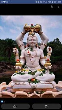 Shiva Marble God Statue - Handmade Marble, 12x24 Inches, Ivory Finish | Easy To Clean, Eco-friendly, Moisture Proof
