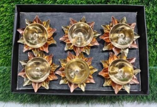 BRASS MODERN DESING DIWALI DIYA SET OF 6