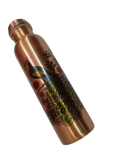 Peacock Printed Copper Water Bottle