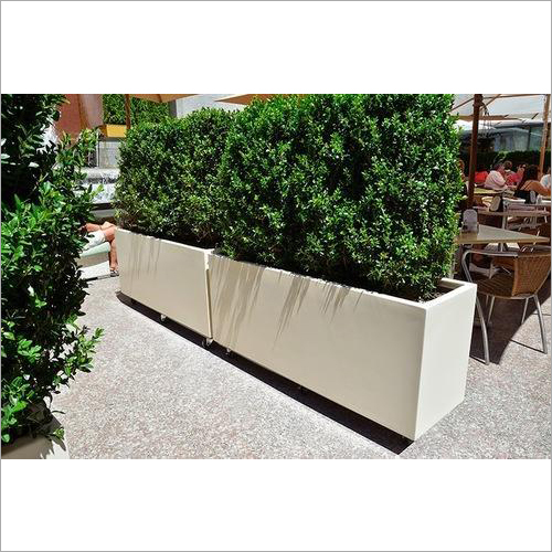 Fiber Rectangular Flower Pot - FRP Material, 3mm Thickness, White Color | Smooth Surface, Ideal for Residential & Commercial Use