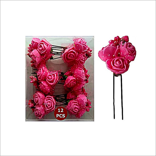 Multicolor Pink Flower Hair U Pin