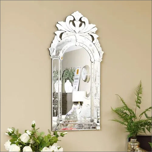 Silver Venetian Vertical Curve Head Designer Mirror