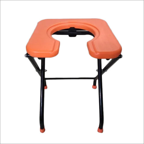 Orange Folding Commode Stool