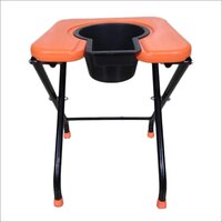 Orange Folding Commode Stool