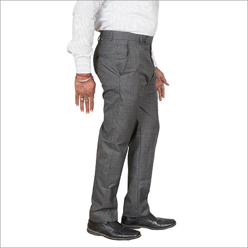 Men Cotton Grey Formal Twill Pant