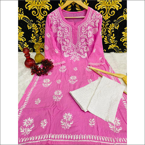 Lucknowi Chikankari Cotton Kurtis With Cotton Pant